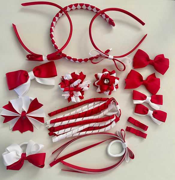 Red and white School Hair Accessories Pack