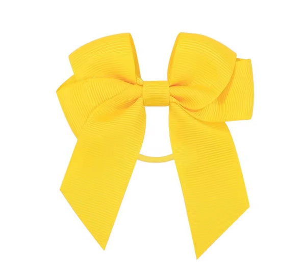 Daffodil Yellow 3 inch Tail Bow Hair Tie School Hair Accessories