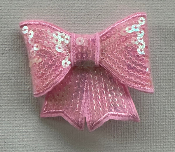 Pale pink Sequin 3 inch Bow Clip