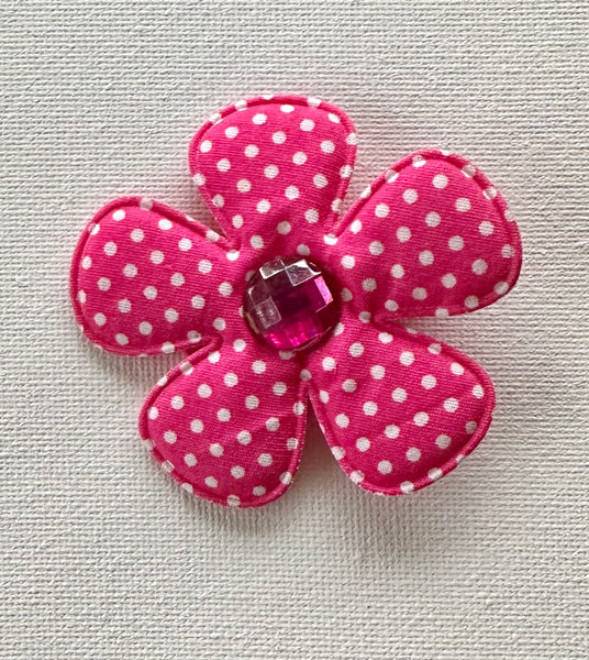 Hot Pink Spotted Flower Clip