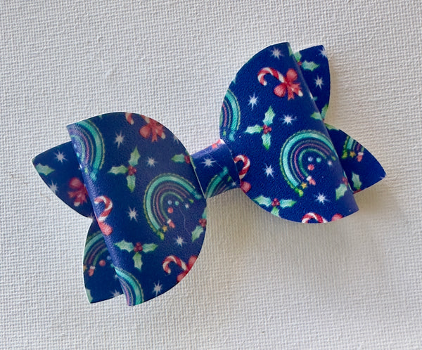 Blue Christmas Rainbow Bow