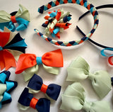 Navy, turquoise, lime and orange School Hair Accessories Pack