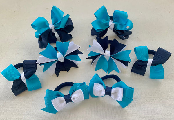 Navy, turquoise and white School Hair Accessories Pack