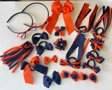 Orange and navy School Hair Accessories Pack