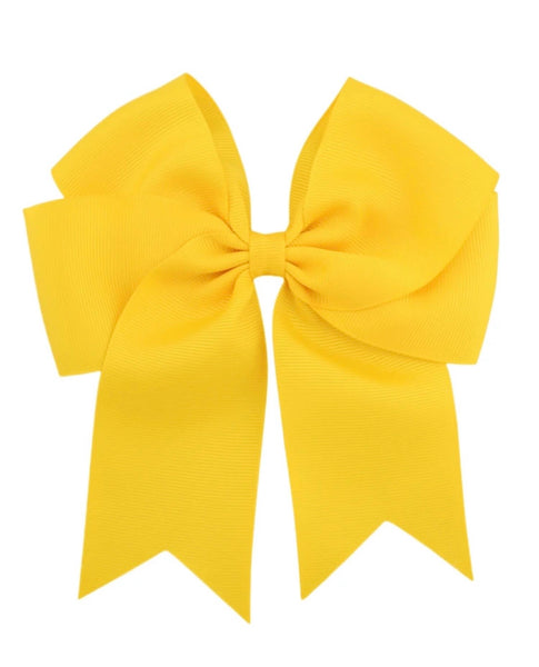 Daffodil Yellow 6 inch Tail Bow Hair Clip School Hair Accessories