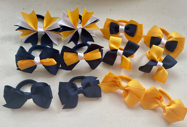 Navy, white and yellow gold School Hair Accessories Pack