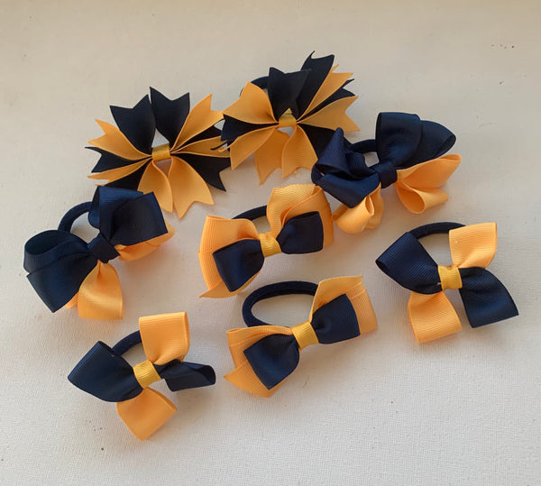 Navy and yellow gold School Hair Accessories Pack