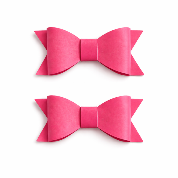 Pigtail Pair Hot Pink Faux Leather School Bow Hair Clip School Hair Accessories