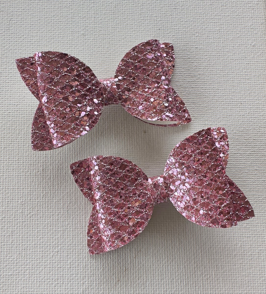 Pink Disco Pigtail Bow Pair