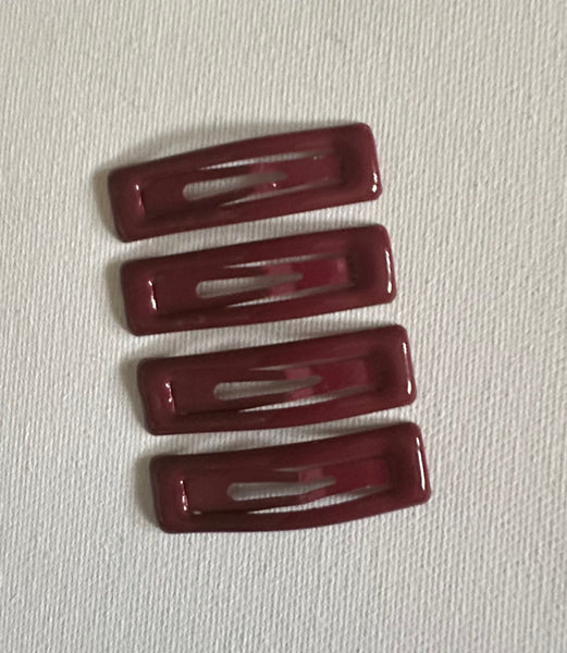 Pack of Four Rectangular School Snap Clips Maroon