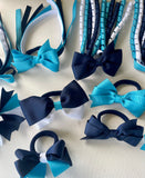 Turquoise, navy and white school Hair Accessories Pack