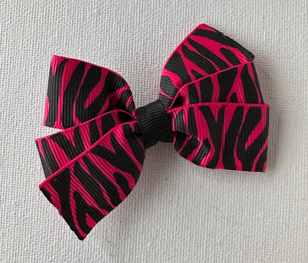 Pink and Black Zebra Hair Bow Clip