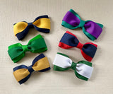 School Hair Accessories - custom made, choose colours needed- 2 layer Bow Clip or Hair Tie