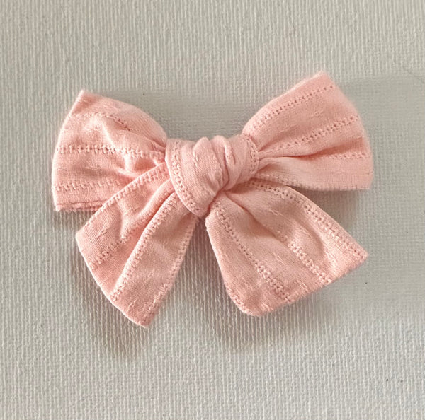 Pink Fabric Bow Hair Clip