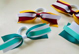 School Hair Accessories -custom made, any colour combination needed- Ribbon Bow Pair Hair Ties or Clips