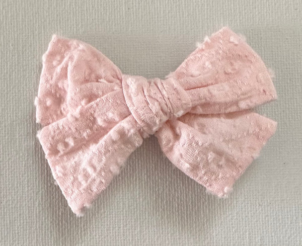 Light Pink Fabric Bow Hair Clip