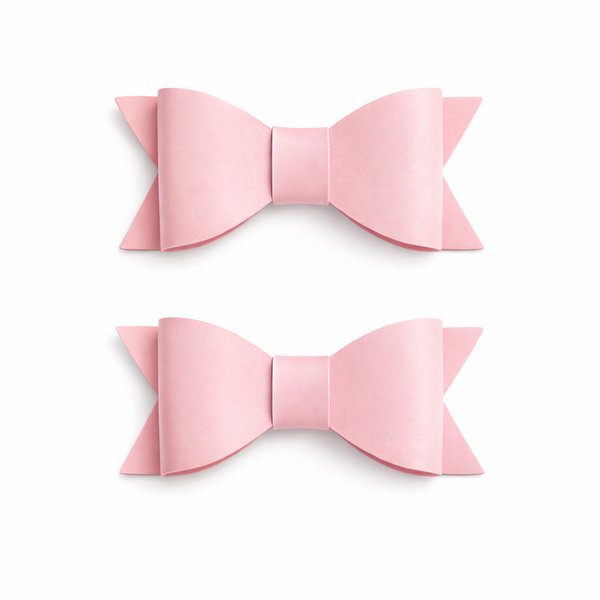 Pigtail Pair Pink Faux Leather School Bow Hair Clip School Hair Accessories
