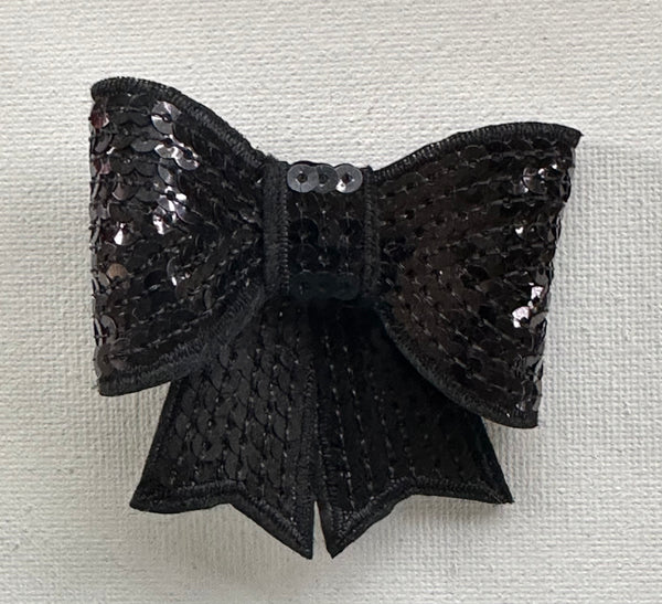 Black Sequin 3 inch Bow Clip