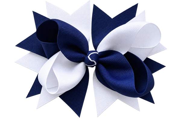 Navy and white 4.5 Inch Bow Hair Clip School Hair Accessories