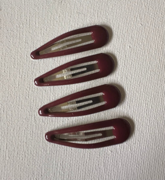 Pack of Four School Snap Clips Maroon