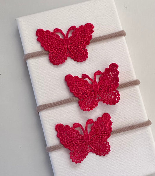 Red Lace Butterfly Headband