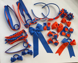 Orange and royal blue School Hair Accessories Pack