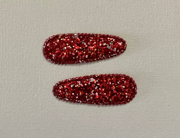 Glitter Snap Clip Pair Red