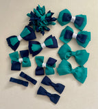 Jade, navy and white school hair accessories