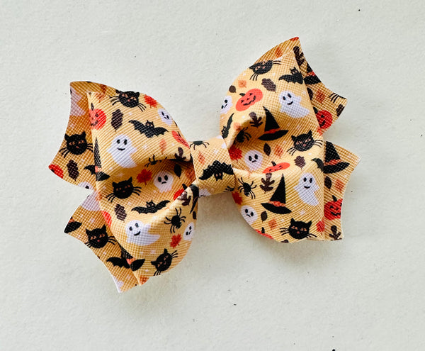 Halloween Ghosts and Bats Large Hair Bow Clip
