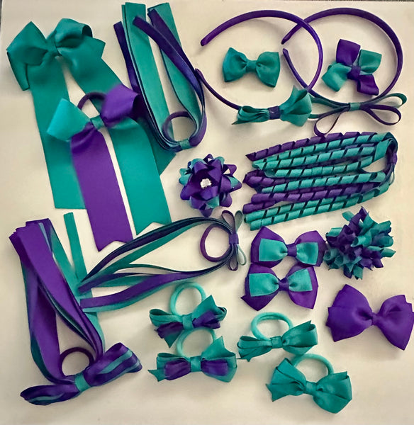 Regal Purple and Jade School Hair Accessories Pack
