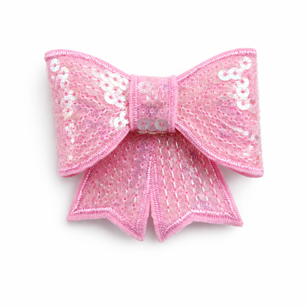 Pale pink Sequin 3 inch Bow Clip