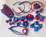 Royal blue and red School Hair Accessories Pack