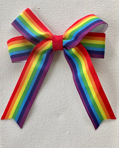 Rainbow Stripe Hair Bow Clip