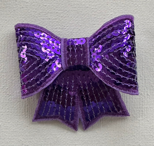 Purple Sequin 3 inch Bow Clip