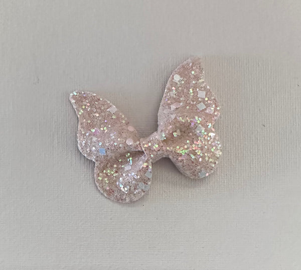 Champagne Pink Glitter Butterfly Hair Bow Clip