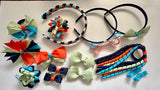 Navy, turquoise, lime and orange School Hair Accessories Pack