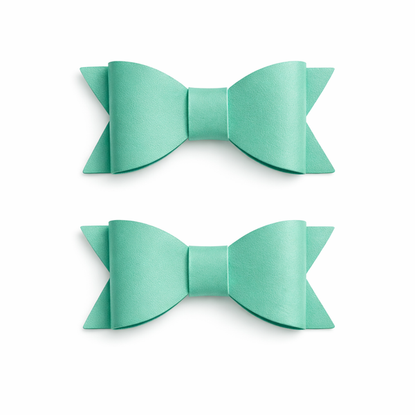 Pigtail Pair Mint Green Faux Leather School Bow Hair Clip School Hair Accessories