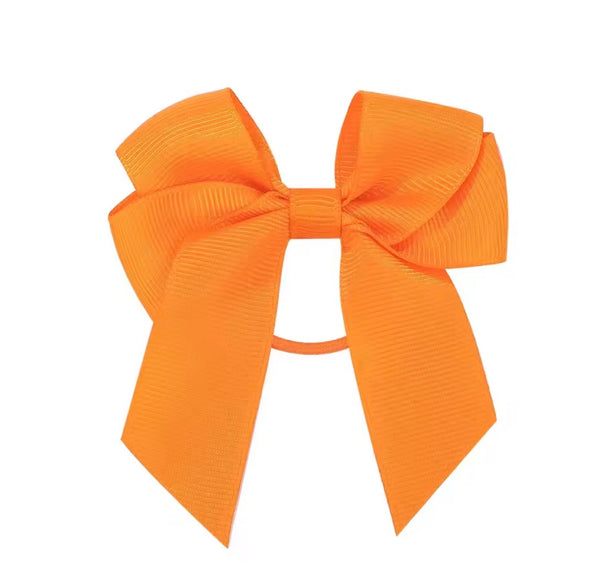 Tangerine Orange 3 inch Tail Bow Hair Tie School Hair Accessories