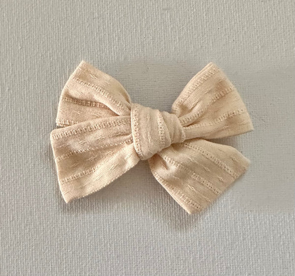 Cream Fabric Bow Hair Clip