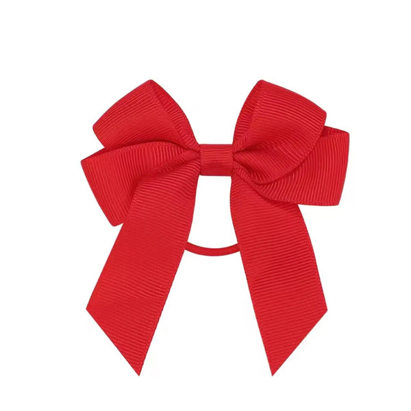 Red 3 inch Tail Bow Hair Tie School Hair Accessories