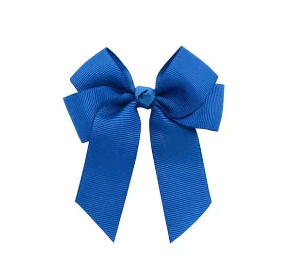 Electric Blue 3.5 inch Tail Bow Hair Clip School Hair Accessories