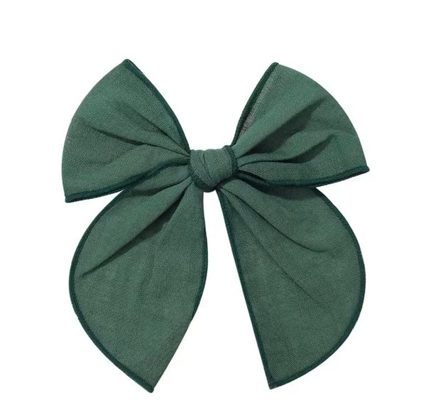 Green Fable Bow Christmas Hair Clip