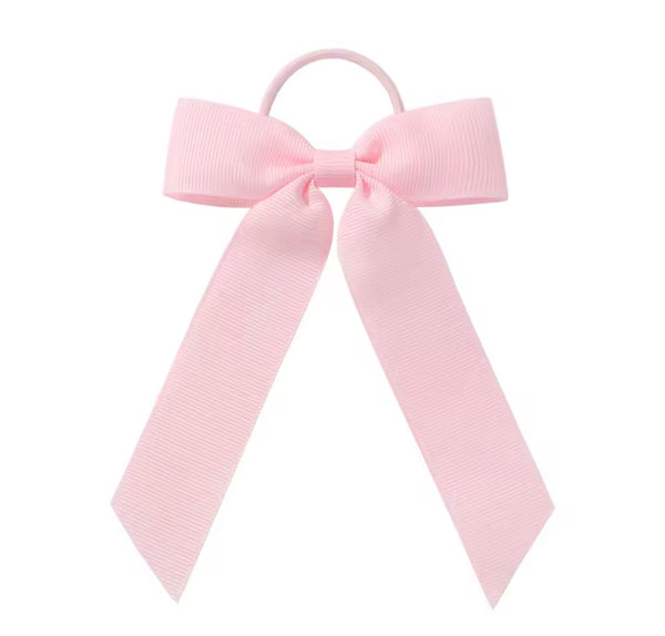 Light Pink 3.5 inch Tail Bow Hair Tie School Hair Accessories