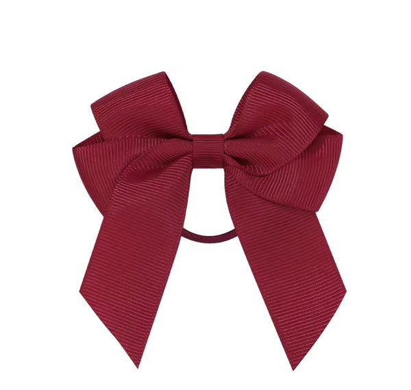 Scarlet Maroon 3 inch Tail Bow Hair Tie School Hair Accessories