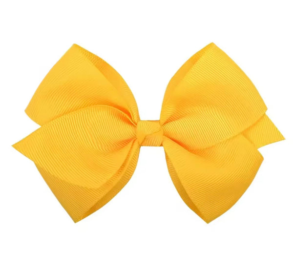Daffodil Yellow 4.5 Inch Bow Hair Clip School Hair Accessories