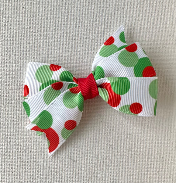 Red and green Spot Hair Bow Clip