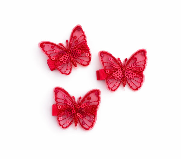 Red Sequin Butterfly Hair Clip