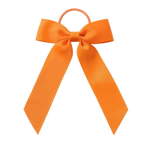 Tangerine Orange 3.5 inch Tail Bow Hair Tie School Hair Accessories