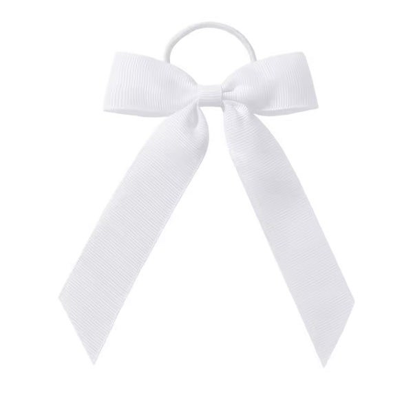 White 3.5 inch Tail Bow Hair Tie School Hair Accessories