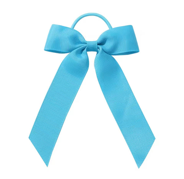 Turquoise 3.5 inch Tail Bow Hair Tie School Hair Accessories